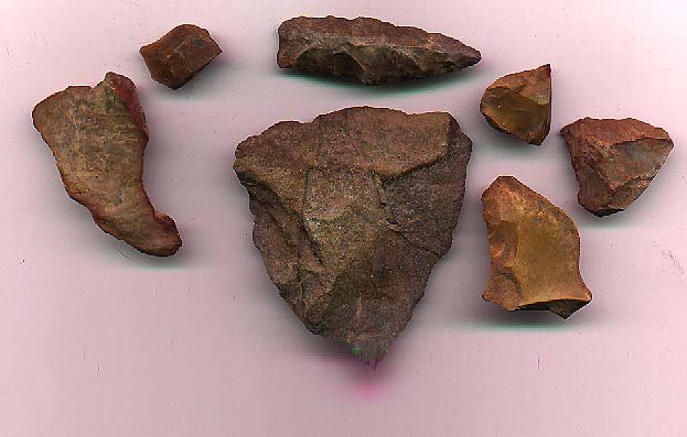 Scrapers,handax and lanceolate point with pebble tools