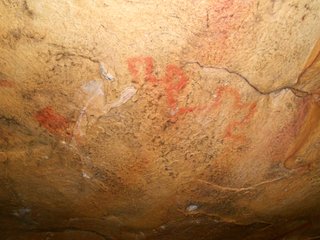 Ceiling petroglyph Rock House Cave red ochre and fat